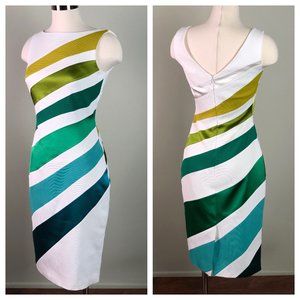 Karen Millen Sexy Satin Stripes Bodycon Dress